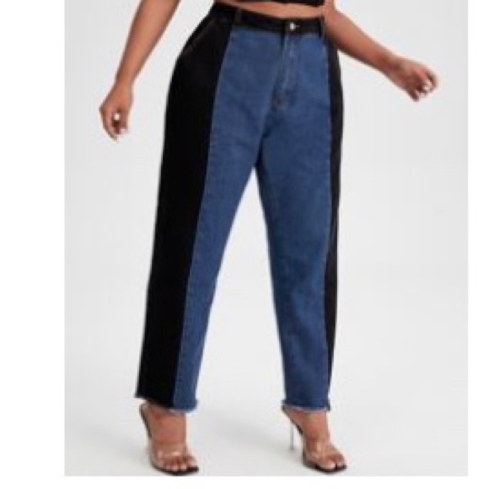 2X Two Tone Mom Jeans